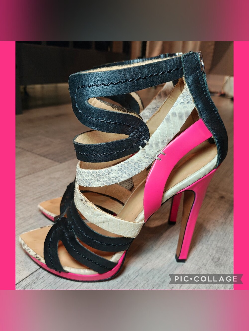 🐍Y2K L.A.M.B. Snakeskin-Trimmed Cage Stilleto Gladiator Heels by Gwen Stefani🐍 - Picture 2 of 7